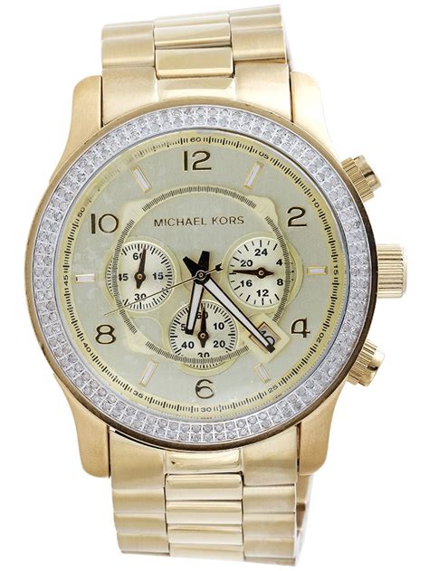 michael kors mens gold diamond watch|Michael Kors runway chronograph.